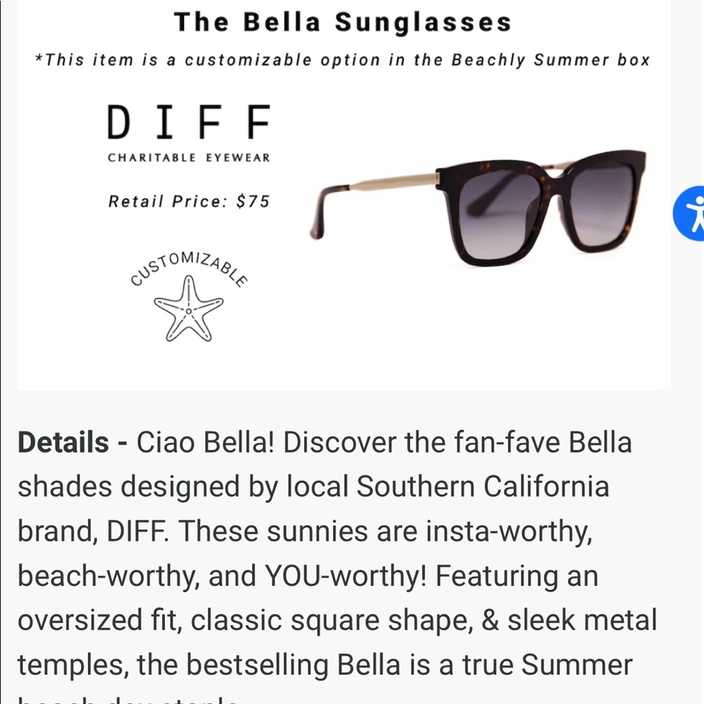 NWT DIFF CHARITABLE EYEWEAR SUNGLASSES